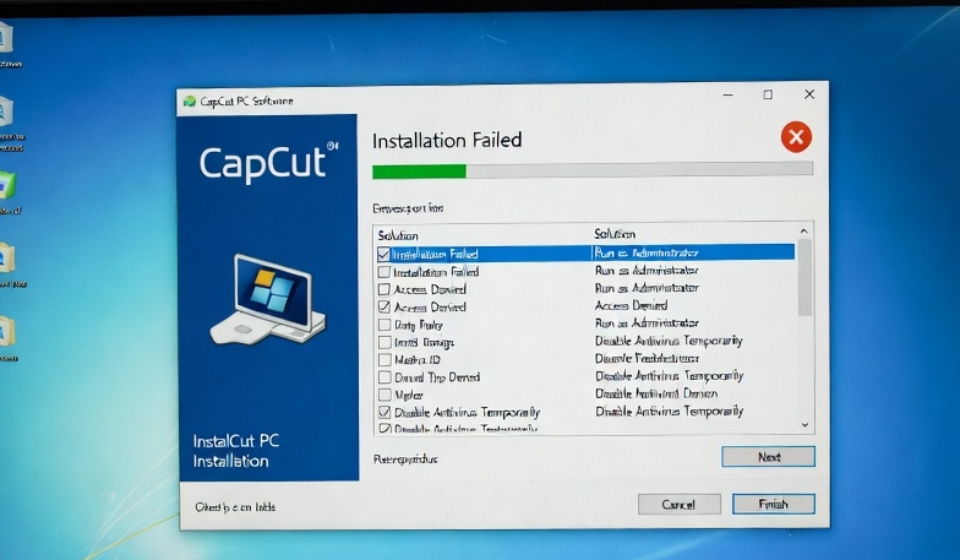 CapCut PCi Error of installing